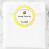 イエロープレイドチェック編集可能オレンジ色レシピ ラウンドシール (バッグ)