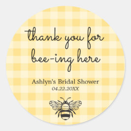 イエロープレイドビー ブライダルシャワーステッカー ラウンドシール