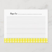 イエロープレイドレシピカードテンプレート ポストカード (裏面)