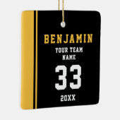 イエロープレイヤー名番号チームスポーツ セラミックオーナメント (右)