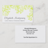 イエロープロフェッショナルマッサージヨガビジネスカード 予約カード (正面/裏面)