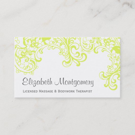 イエロープロフェッショナルマッサージヨガビジネスカード 予約カード (正面)