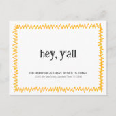 イエローヘイY'all -テキサス州へ移動 ポストカード (正面)