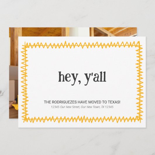 イエローヘイY'all -テキサス州へ移動 案内状 (正面/裏面)