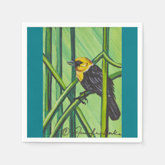 イエローヘッドブラックバードマルヒールナプキン スタンダードカクテルナプキン