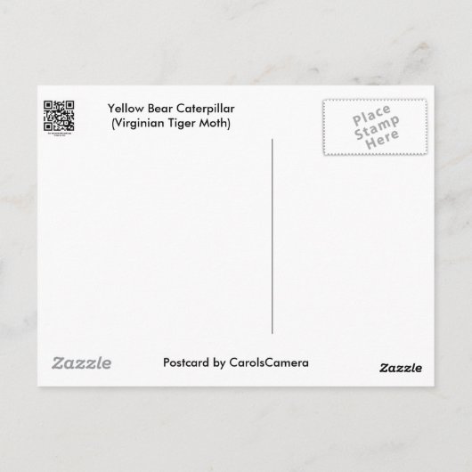 イエローベアキャタピラーバージニアタイガーモスアイテム ポストカード (裏面)