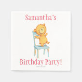 イエローベアダンス遊と椅子 スタンダードカクテルナプキン (正面)