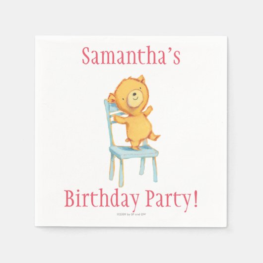 イエローベアダンス遊と椅子 スタンダードカクテルナプキン (正面)