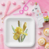 イエローベアディドアイリスボタニカルアート紙プレート ペーパープレート (パーティー)