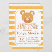 イエローベアベビーシャワー招待状 招待状 (正面/裏面)