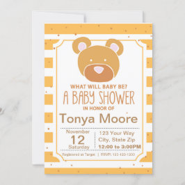 イエローベアベビーシャワー招待状 招待状