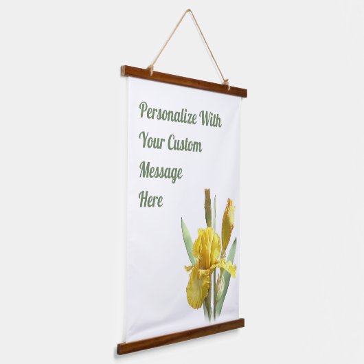 イエローベアードアイリスフローラアーパーソナライズされたト 吊り下げ型タペストリー (傾斜あり)