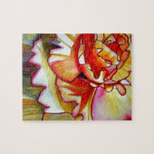 イエローベゴニア花水彩画オリジナルアート ジグソーパズル (横)