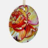 イエローベゴニア花水彩画オリジナルアート セラミックオーナメント (右)