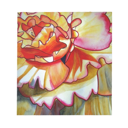 イエローベゴニア花水彩画オリジナルアート ノートパッド (正面)
