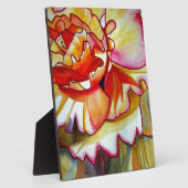 イエローベゴニア花水彩画オリジナルアート フォトプラーク (側面)