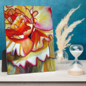 イエローベゴニア花水彩画オリジナルアート フォトプラーク (側面)