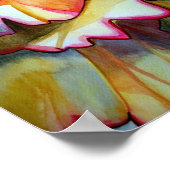 イエローベゴニア花水彩画オリジナルアート ポスター (角)