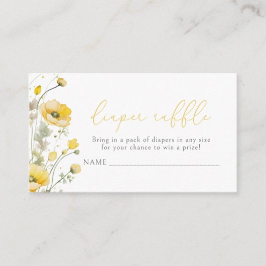イエローベビーイン開花ワイルドフラワーおむつラッフル エンクロージャーカード (正面)