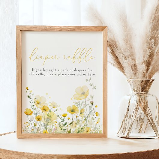 イエローベビーイン開花ワイルドフラワーおむつラッフル ポスター