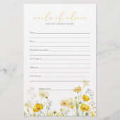 イエローベビーイン開花ワイルドフラワーベビーアドバイスカード (正面)