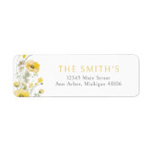 イエローベビーイン開花ワイルドフラワー差出人住所 ラベル (正面)