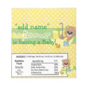 イエローベビーシャワーキャンディバーラッパーパーティーの好意 ノートパッド (正面)