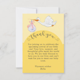 イエローベビーシャワーストークサンキューカード 招待状