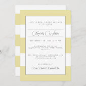 イエローベビーストライプのシャワー招待状 招待状 (正面/裏面)