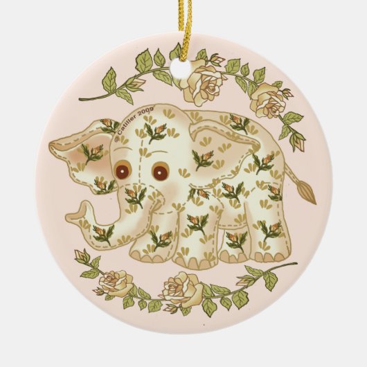 イエローベビーゾウ セラミックオーナメント (正面)