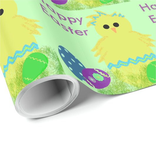 イエローベビーチックブルーストライプイースターエッグ ラッピングペーパー (ロールコーナー)