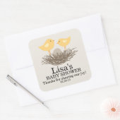 イエローベビーバードズネスト |赤ちゃんシャワー スクエアシール (封筒)