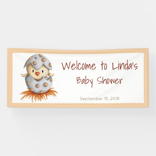 イエローベビーバードニュートラルベビーシャワー 横断幕 (横)