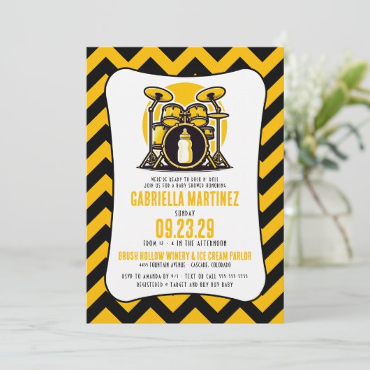 イエローベビーロックベビーシャワー 招待状 (スタンド正面)