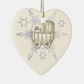 イエローベビー乳母車スノーフレークオーナメント セラミックオーナメント (右)