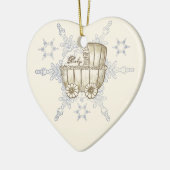 イエローベビー乳母車スノーフレークオーナメント セラミックオーナメント (左)