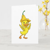 イエローベルキャップ付きアヒル カード (黄色い花)