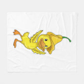 イエローベルキャップ付きアヒル フリースブランケット (正面(横))