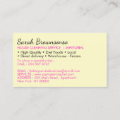 イエローベーカリーケーキペストリー調理師シェフ 名刺 (裏面)