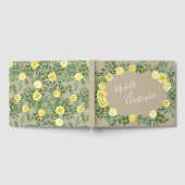 イエローベージュのヴィンテージローズエレガントウェディング ゲストブック (全面)