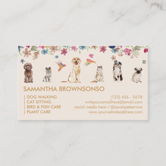 イエローベージュキャットドッグバードペット獣医 名刺 (裏面)