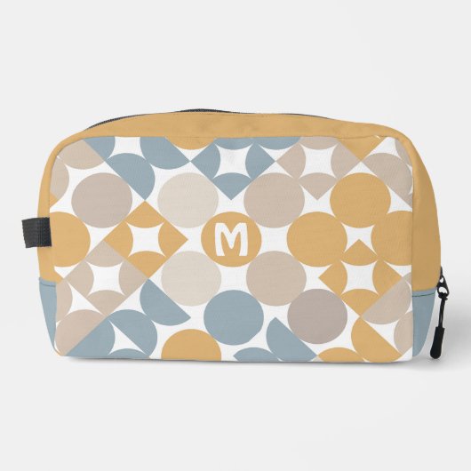 イエローベージュブラウングレー中央世紀円パターン ドップキット (正面)