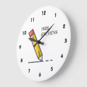 イエローペンシル先生名 ラージ壁時計 (傾斜)