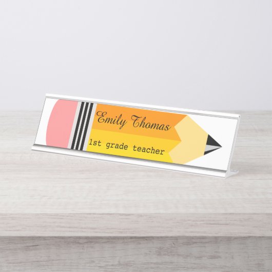 イエローペンシル先生 デスクネームプレート (正面)