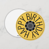 イエローホイールスチームパンクハッピーバースデーグリーティング シーズンカード (正面/裏面)