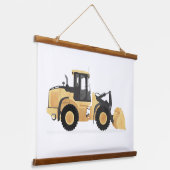 イエローホイールローダ建築車用デコール 吊り下げ型タペストリー (傾斜あり)