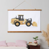 イエローホイールローダ建築車用デコール 吊り下げ型タペストリー (寝室)