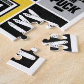 イエローホッケーエレメントスティックパックプレーヤー ジグソーパズル (側面)