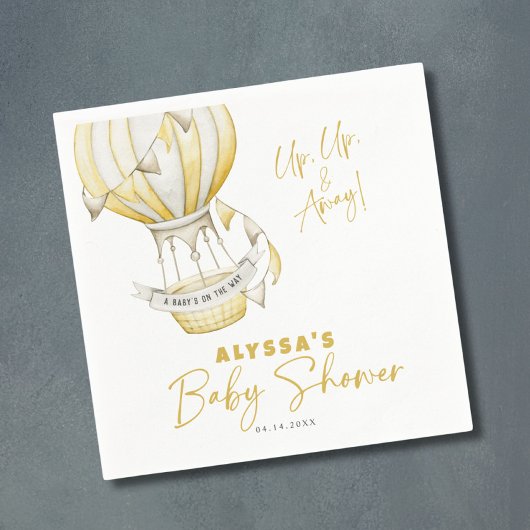 イエローホットエアバルーン赤ちゃんシャワー スタンダードカクテルナプキン