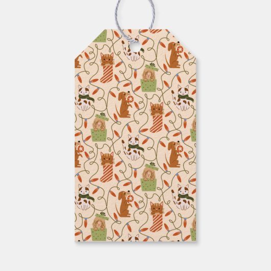 イエローホリデーキャットドッグメリークリスマス ギフトタグ (裏面)